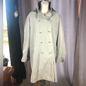Gallery Trench Coat XL Lt Green/Gray with Removable Hod